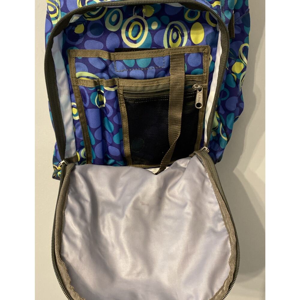 L.L. Bean Backpack Daypack Book Bag Reflective Camping Hiking School Blue Purple - Picture 6 of 9